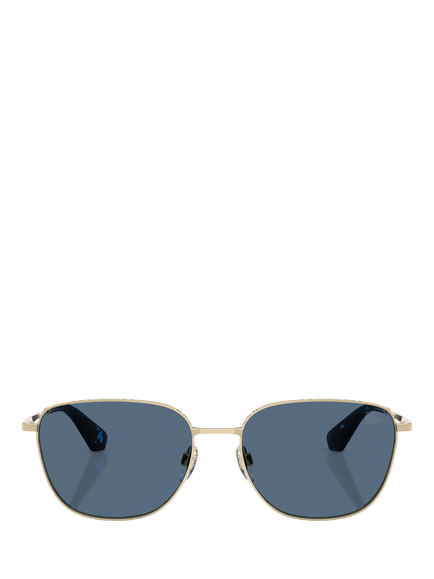 Butterfly BE3171 Women's Rectangular Sunglasses, Gold/Blue - view 2, Gold/Blue