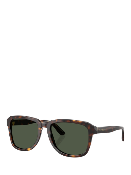Dolce & Gabbana DG4566 Women's Polarised Square Sunglasses, Havana/Green, Havana/Green