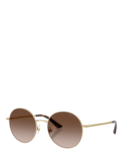 Jimmy Choo JC4028J Women's Round Metal Sunglasses, Gradient, Pale Gold/Brown