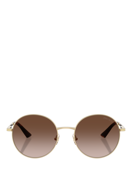 Jimmy Choo JC4028J Women's Round Metal Sunglasses, Gradient - view 2, Pale Gold/Brown