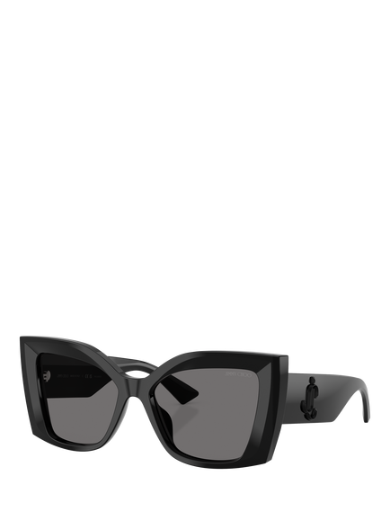 Jimmy Choo JC5074U Women's Cat's Eye Sunglasses, Black, Black