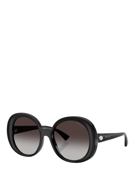 Jimmy Choo JC6004HU Women's Round Gradient Tinted Sunglasses, Black/Grey