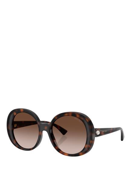 Jimmy Choo JC6004HU Women's Round Gradient Tinted Sunglasses, Havana/Brown