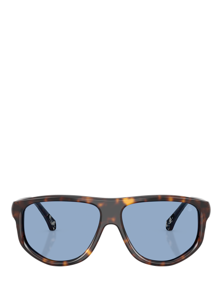 Moncler ME6033U Women's Irregular Frame Tinted Sunglasses, Blue - view 2, Shiny Havana/Blue