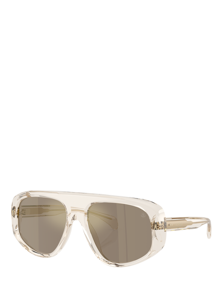 Moncler ME6035U Women's Irregular Frame Tinted Sunglasses, White/Brown, Transparent Off White/Brown