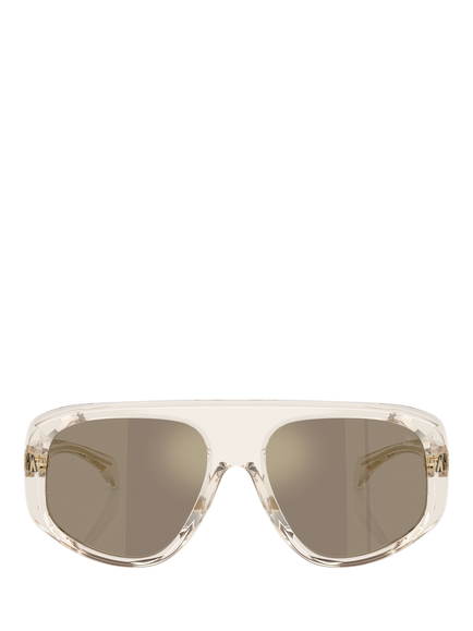 Moncler ME6035U Women's Irregular Frame Tinted Sunglasses, White/Brown - view 2, Transparent Off White/Brown