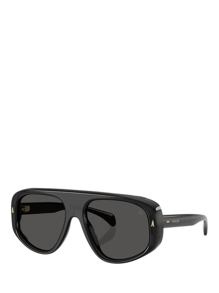 Moncler ME6035U Women's Wide Irregular Frame Sunglasses, Grey, Transparent Dark Grey