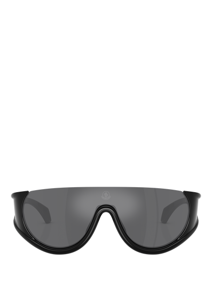 Moncler ME8022 Women's Oval Mirrored Sunglasses, Black/Silver - view 2, Shiny Black/Silver