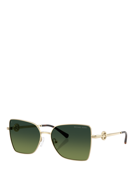 Michael Kors MK1186 Women's Slim Metal Square Sunglasses, Light Gold, Light Gold