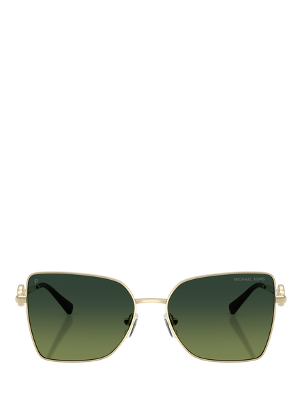 Michael Kors MK1186 Women's Slim Metal Square Sunglasses, Light Gold - view 2, Light Gold
