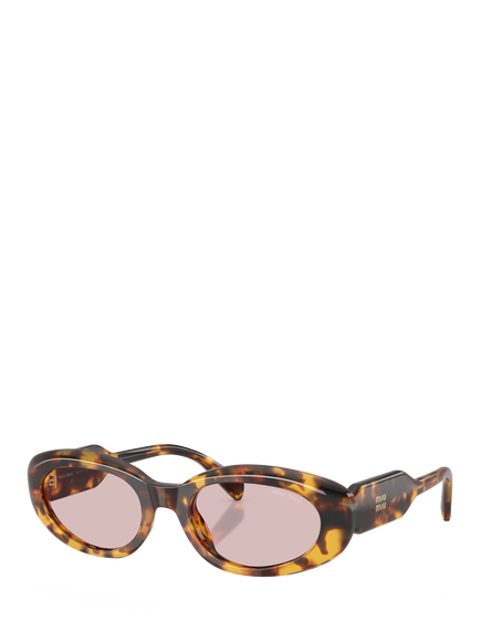 Miu Miu MU C01S Women's Oval Sunglasses, Honey Havana/Pink, Honey Havana/Pink