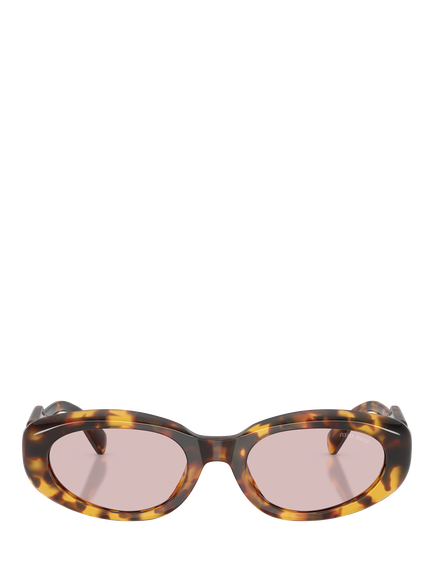 Miu Miu MU C01S Women's Oval Sunglasses, Honey Havana/Pink - view 2, Honey Havana/Pink