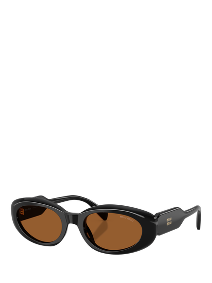 Miu Miu MU C01S Women's Oval Sunglasses, Black/Brown, Black/Brown