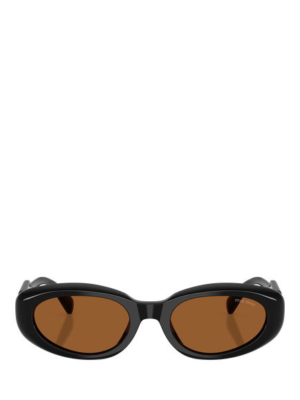 Miu Miu MU C01S Women's Oval Sunglasses, Black/Brown - view 2, Black/Brown