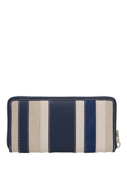 Radley Manning Crescent Striped Canvas Leather Large Zip Around Wallet, Naval - view 2, Naval