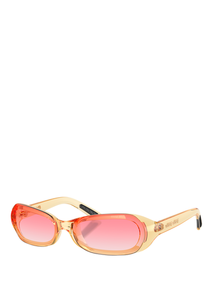 Miu Miu MU C07SU Unisex Rectangular Sunglasses, Transparent Yellow, Transparent Yellow