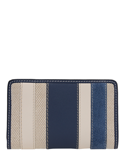 Radley Manning Crescent Striped Canvas Leather Medium Zip Around Purse, Naval - view 2, Naval