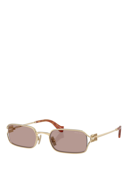 Miu Miu MU C50S Women's Round Sunglasses, Pale Gold, Pale Gold