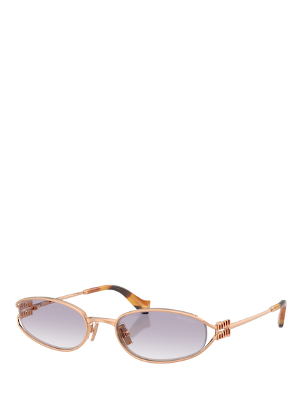 Miu Miu MU C51S Women's Oval Sunglasses, Rose Gold, Rose Gold