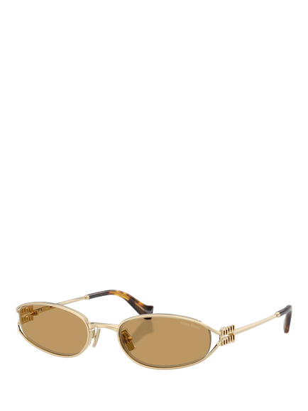 Miu Miu MU C51S Women's Oval Sunglasses, Pale Gold, Pale Gold