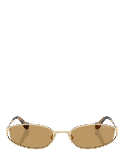 Miu Miu MU C51S Women's Oval Sunglasses, Pale Gold - view 2, Pale Gold