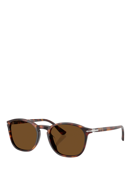Persol PO3007SX Unisex Polarised Square Sunglasses, Havana/Brown, Havana/Brown
