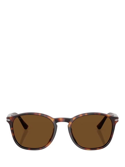 Persol PO3007SX Unisex Polarised Square Sunglasses, Havana/Brown - view 2, Havana/Brown