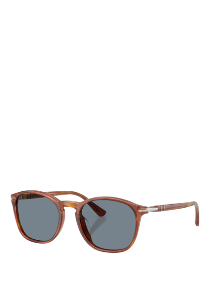 Persol PO3007SX Unisex Square Sunglasses, Terra Di Siena/Blue, Terra Di Siena/Blue