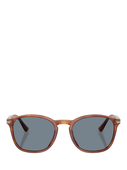 Persol PO3007SX Unisex Square Sunglasses, Terra Di Siena/Blue - view 2, Terra Di Siena/Blue