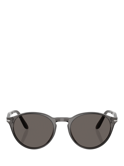 Persol PO3092SM Women's Round Tinted Sunglasses, Grey - view 2, Transparent Grey/Grey