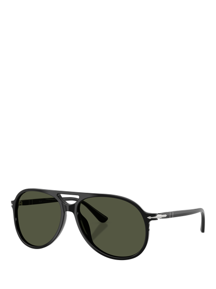 Persol PO3403S Women's Aviator Sunglasses, Black/Green, Black/Green