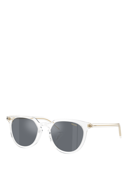 Prada PR D15SD Unisex Oval Sunglasses, Clear/Mirror Grey