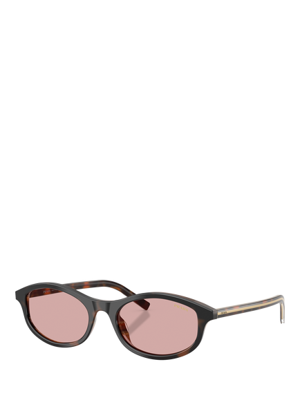 Prada PR D17S Unisex Oval Sunglasses, Cherry Tortoise/Pink, Cherry Tortoise/Pink