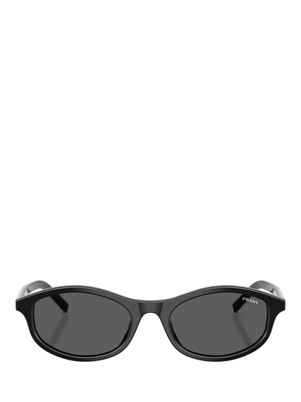 Prada PR D17S Unisex Oval Sunglasses, Black - view 2, Black