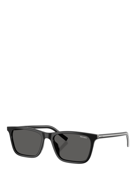 Prada PRD19S55 Unisex Rectangular Sunglasses, Black/Basalt Horn, Black/Basalt Horn