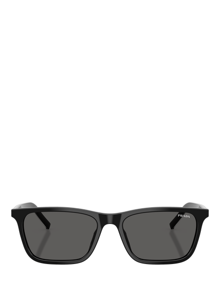 Prada PRD19S55 Unisex Rectangular Sunglasses, Black/Basalt Horn - view 2, Black/Basalt Horn