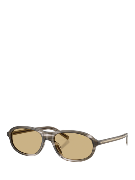 Prada PR D20SU Men's Oval Sunglasses, Ebony, Ebony