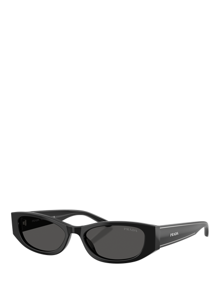 Prada PRD22S Women's Oval Sunglasses, Black, Black