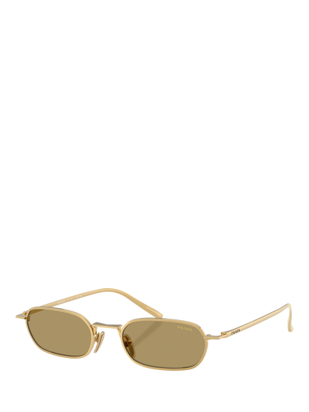 Prada PR D59S Women's Pillow Shaped Sunglasses, Gold/Brown
