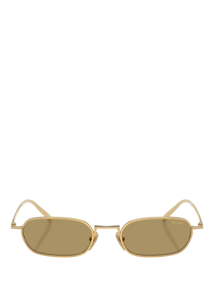 Prada PR D59S Women's Pillow Shaped Sunglasses - view 2, Gold/Brown