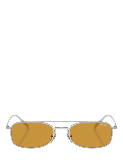 Prada PR D59S Women's Pillow Shaped Sunglasses, Silver/Brown - view 2, Silver/Brown