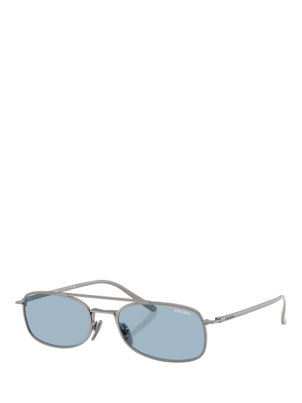 Prada PR D59S Women's Pillow Shaped Sunglasses, Gunmetal/Blue, Gunmetal/Blue