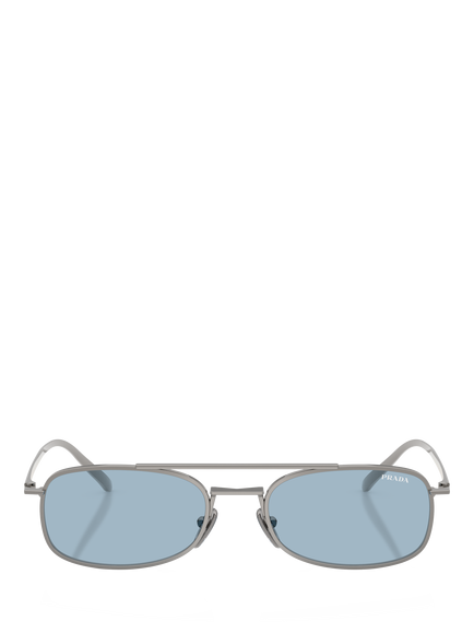 Prada PR D59S Women's Pillow Shaped Sunglasses, Gunmetal/Blue - view 2, Gunmetal/Blue