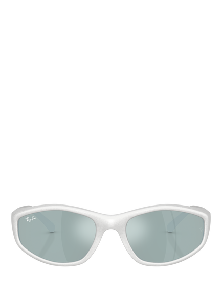 Ray-Ban RB2228 Unisex Irregular Sunglasses, Silver/Green - view 2, Silver/Green