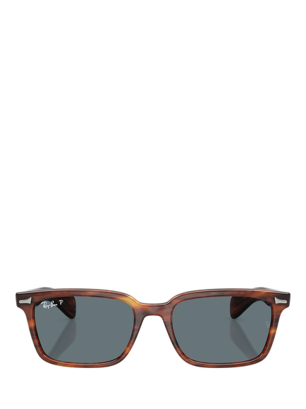 Ray-Ban RB2234 Unisex Polarised Rectangular Sunglasses - view 2, Striped Havana/Blue