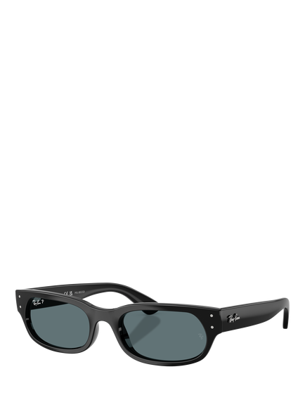 Ray-Ban RB2236 Polarised Oval Sunglasses, Black/Grey, Black/Grey