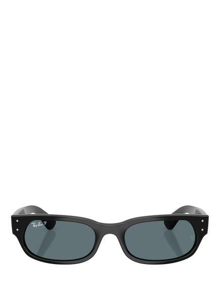 Ray-Ban RB2236 Polarised Oval Sunglasses, Black/Grey - view 2, Black/Grey
