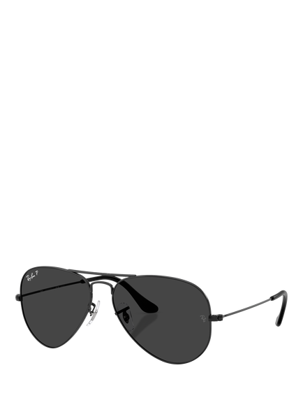 Ray-Ban RB3025 Aviator Unisex Polarised Sunglasses, Black, Black