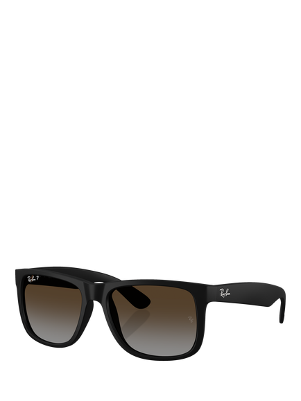 Ray-Ban RB4165 Unisex Polarised Square Sunglasses, Black/Brown, Black/Brown