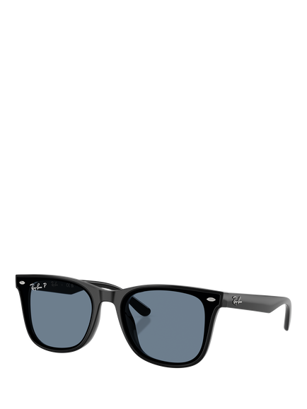 Ray-Ban RB4420 Unisex Polarised Square Sunglasses, Black/Blue, Black/Blue